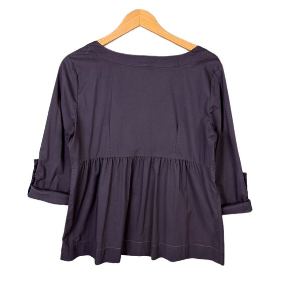 Old Navy Blouse Women Large Blue Button Front Peplum Tunic Top 3/4 Sleeve VTG - Picture 2 of 9